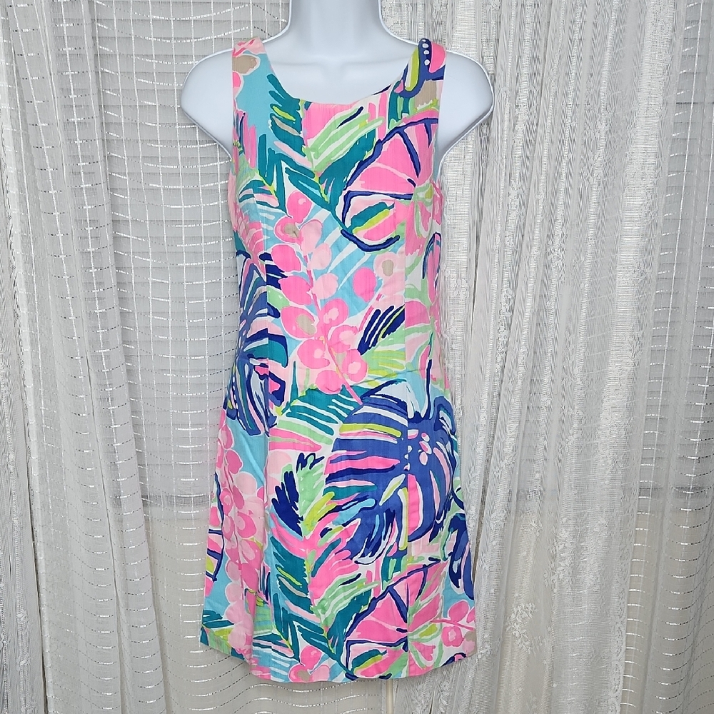 Lilly Pulitzer Cathy Tropical Print Sleeveless Dress Sz0